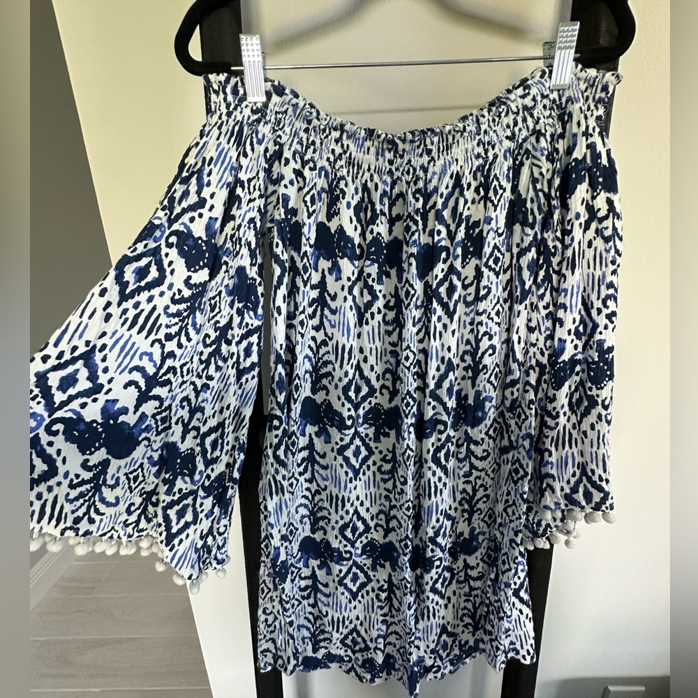 Lilly Pulitzer off the shoulder elephant dress
